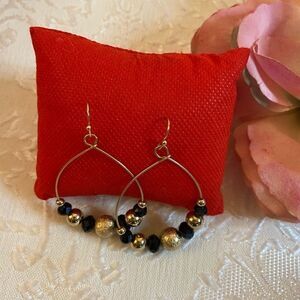 💥Nickel Free Black and Gold Dangle Drop  fashion cute Earrings